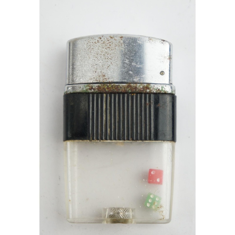 Japan Vintage Dice Pocket Gambler Lighter Silver Black Clear Novelty Fair - Picture 2 of 5